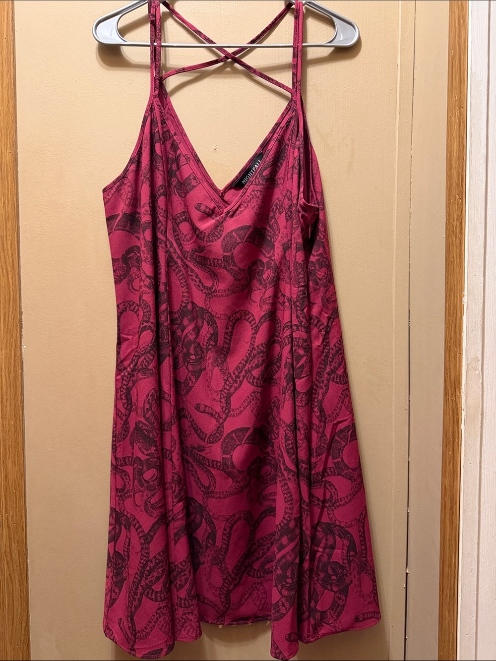 torrid Magenta Snake-Print Mini Slip Dress with Crisscross Straps
